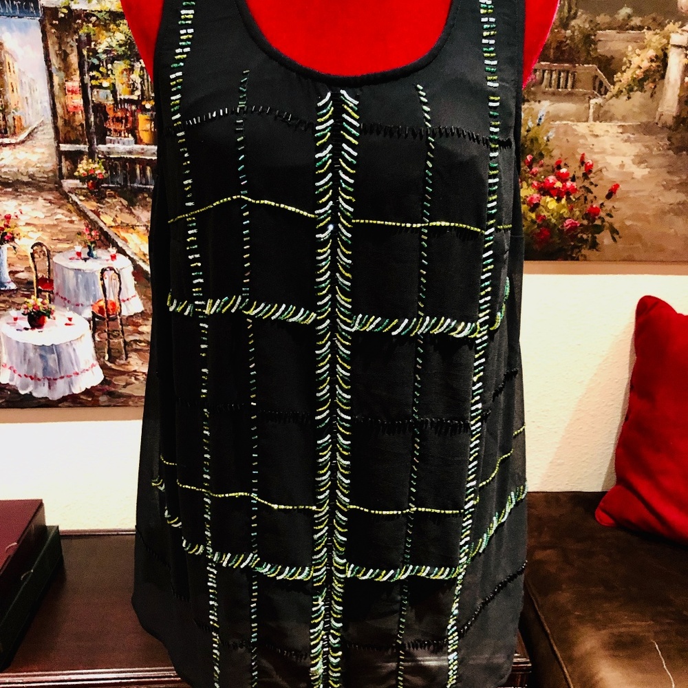 NWT- Plus SIze Sleeveless Beaded Blouse